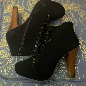 Black Suede-Like Booties - 4.5 inch heels